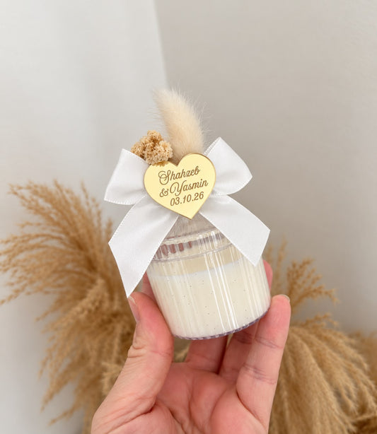Bougie Cristal Love personnalisée cadeau invité avec prénoms et date