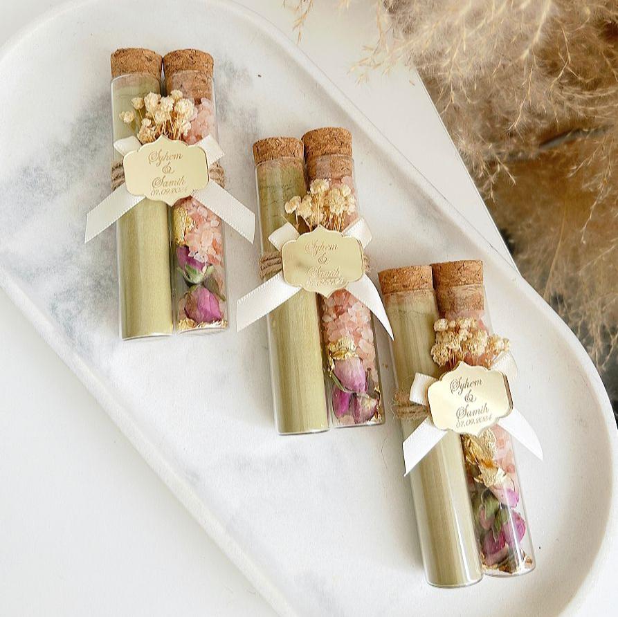 Duo Hammam avec nœud en satin et fleurs séchées pour fête traditionnelle