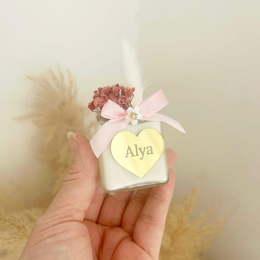 Bougie Cerise en bougie parfumée personnalisée, cadeau invité pour baptême ou anniversaire